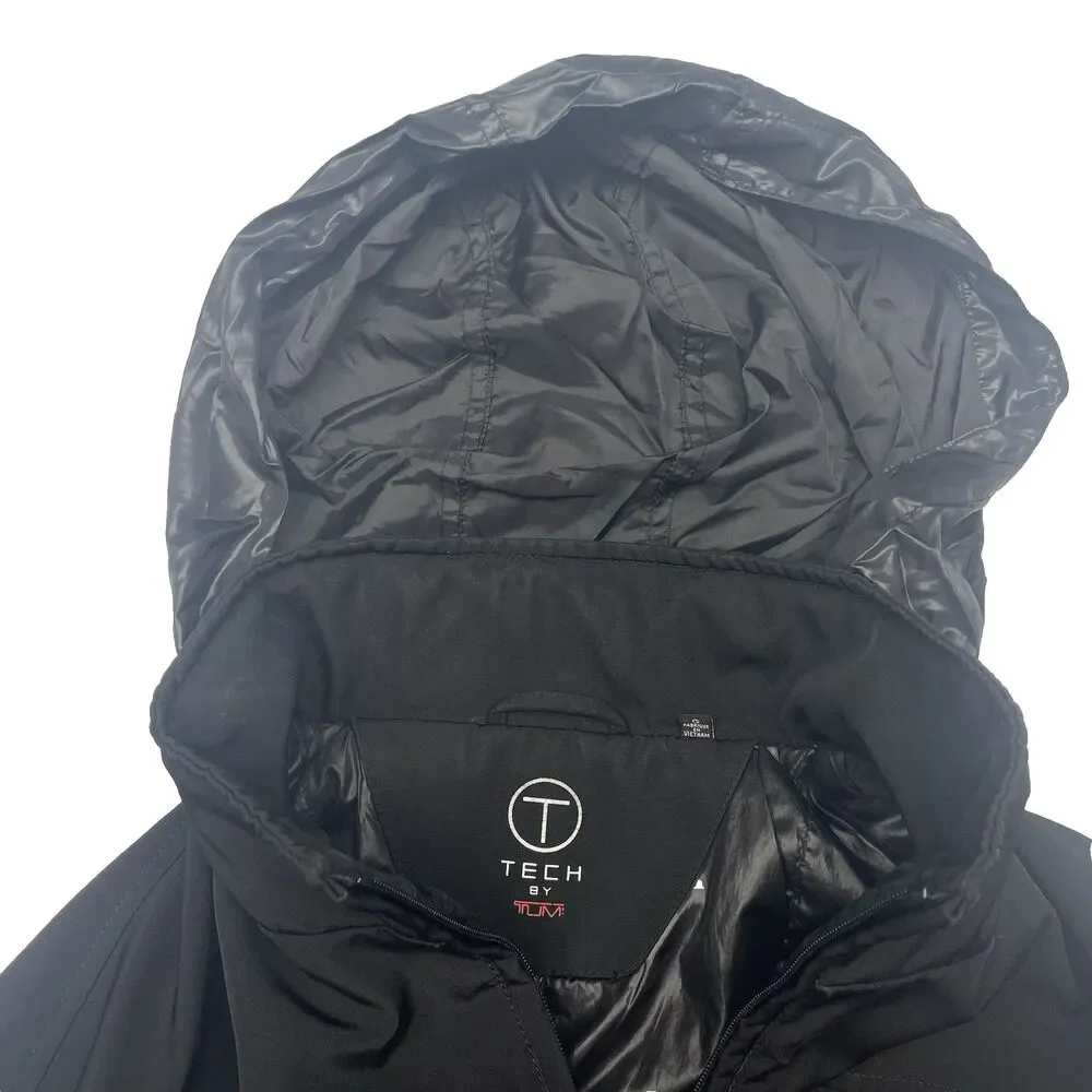 Tumi  T-Tech Black Jacket Hidden Hood Full Zip Pockets Men's Size Large